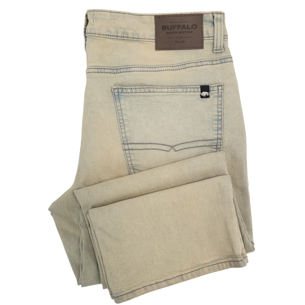 Buffalo David Bitton Driven Relaxed Straight Mens 34x30 Tan Dirty Wash Jeans